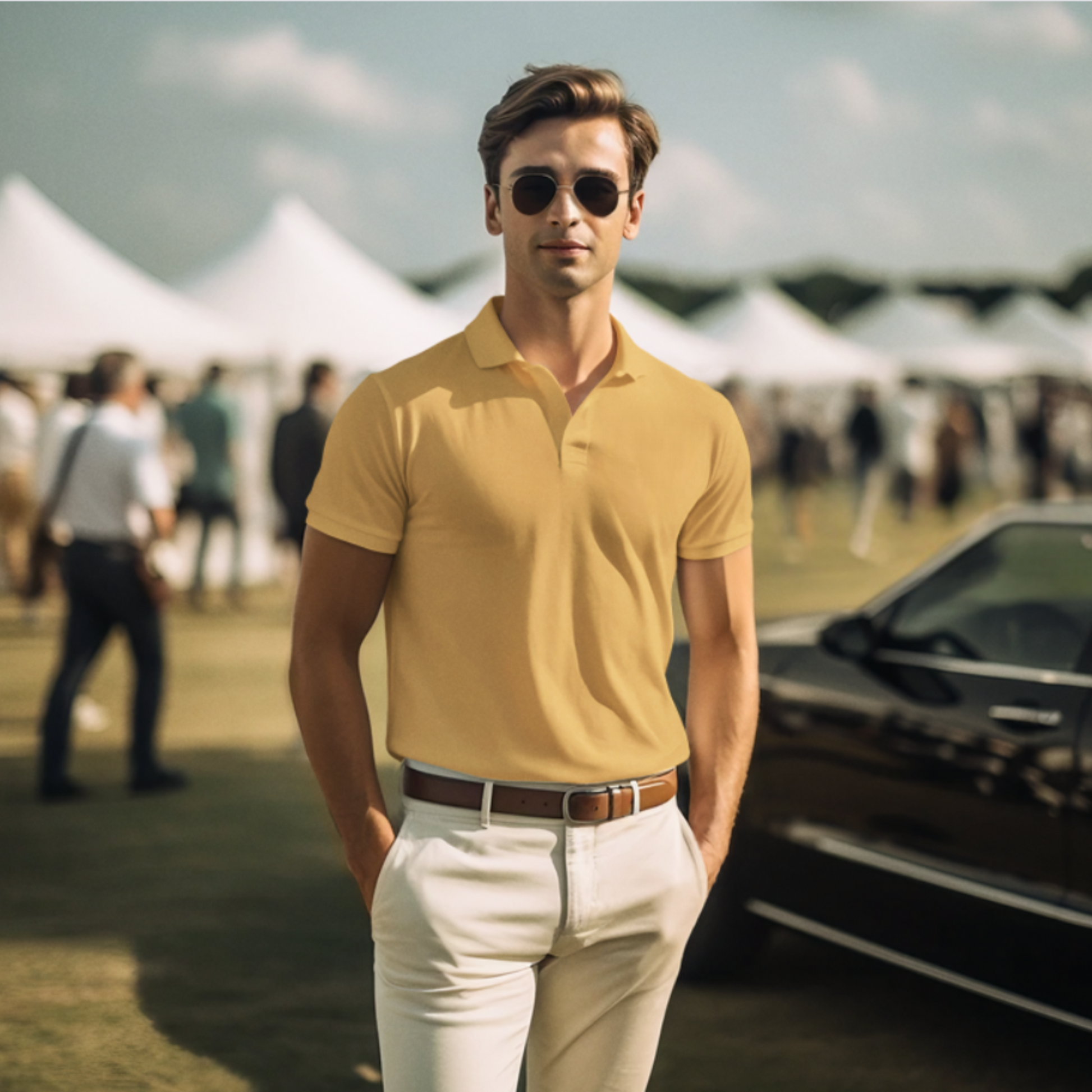 Men's Mustard Yellow Regular Fit Half Sleeve Cotton Polo T-Shirt