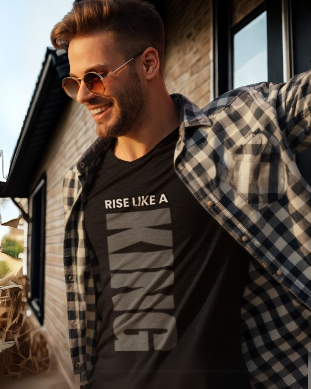Rise Like A King – Monochrome Statement Oversized Tee