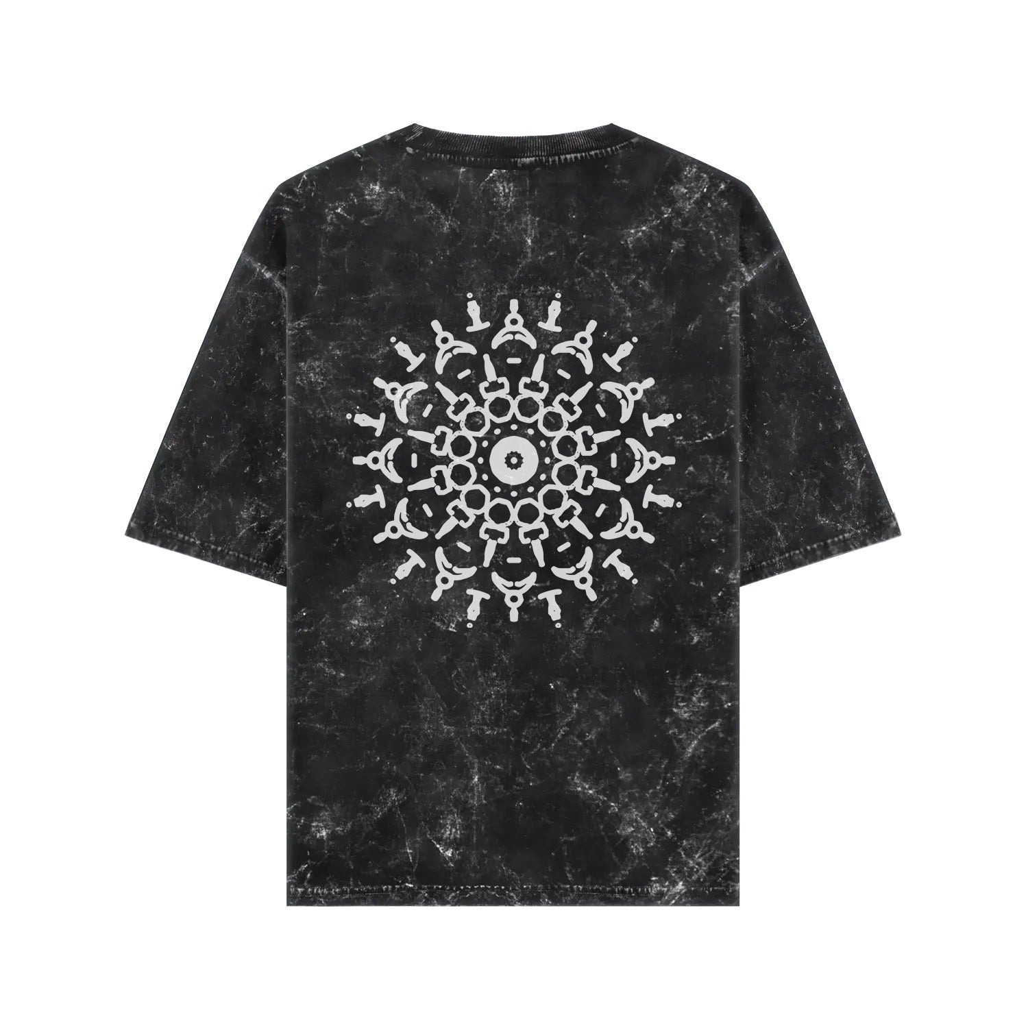 Mandala Drift – Acid-Washed Oversized Tee (Back Print)