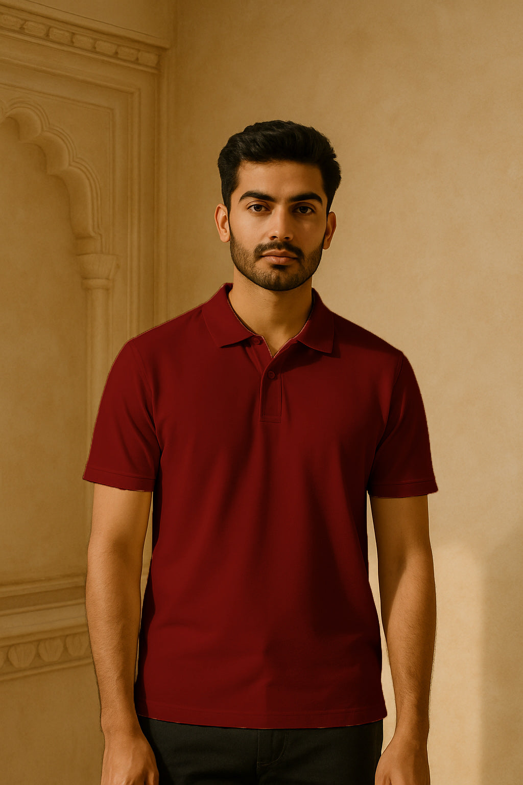 Men's Brick Red Regular Fit Half Sleeve Cotton Polo T-Shirt