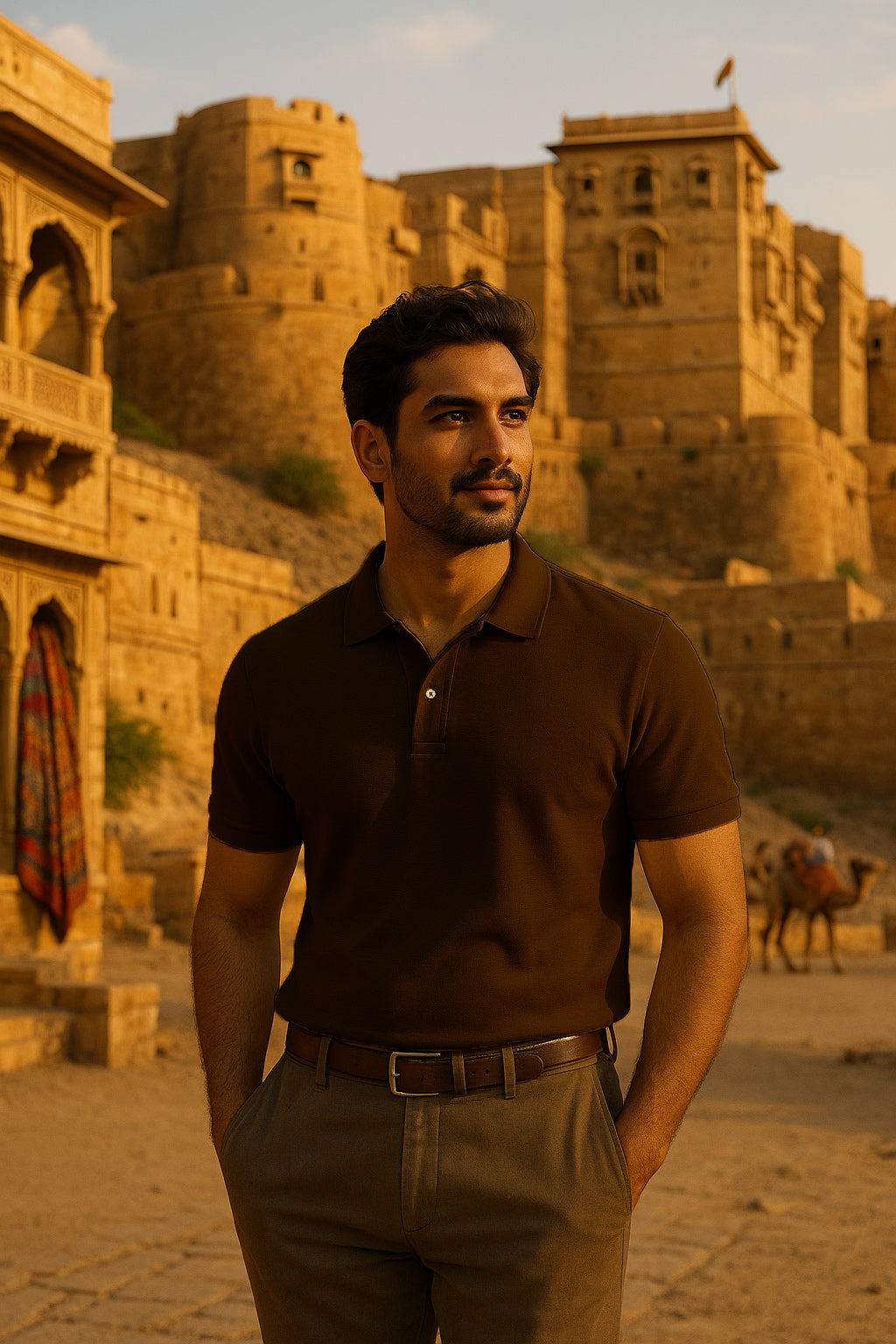 Men's Coffee Brown Regular Fit Half Sleeve Cotton Polo T-Shirt