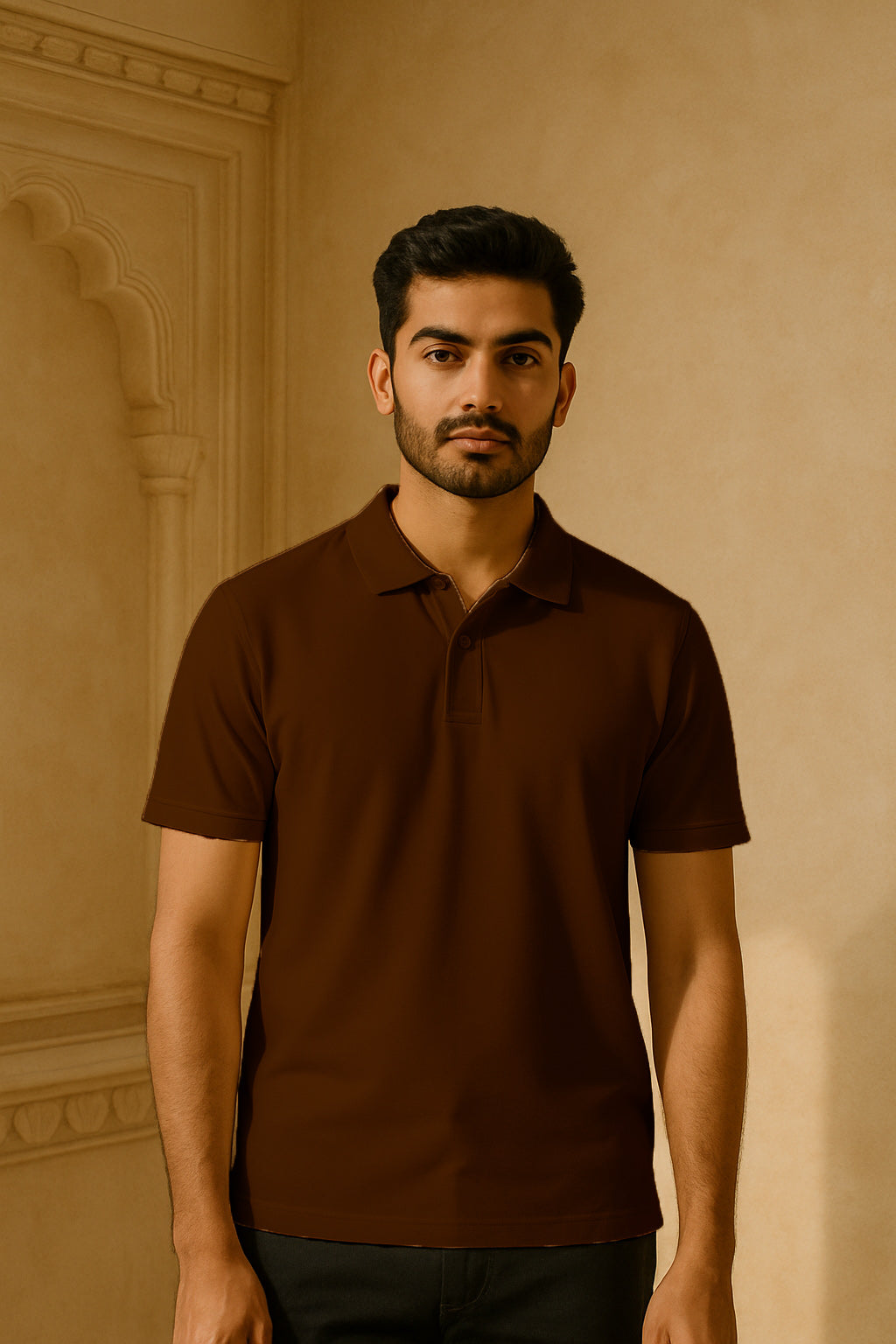 Men's Coffee Brown Regular Fit Half Sleeve Cotton Polo T-Shirt