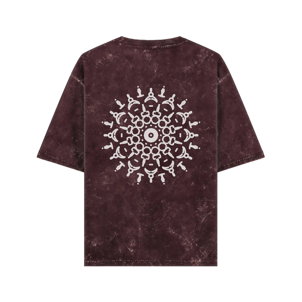 Mandala Drift – Acid-Washed Oversized Tee (Back Print)