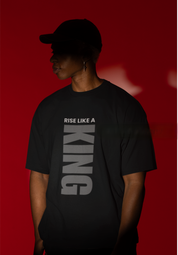 Rise Like A King – Monochrome Statement Oversized Tee